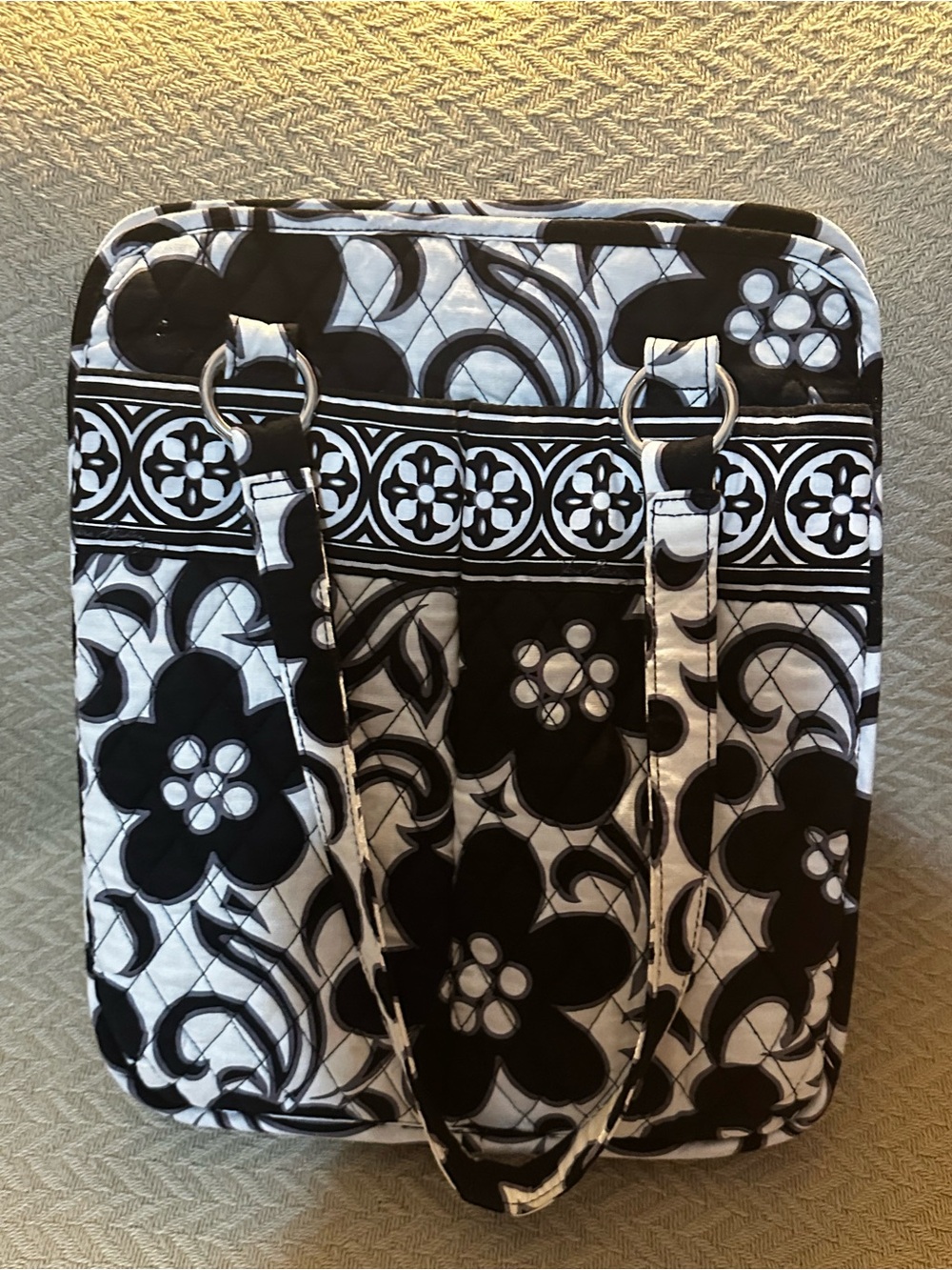 Vera Bradley Black and White Floral Quilted Shoulder Bag